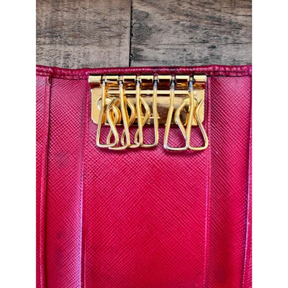 PRADA Red Saffiano leather key holder/card case double snaps (repainted) - Picture 7 of 14